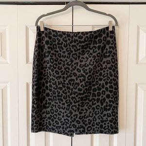 Gray Leopard Ponte Pencil Skirt